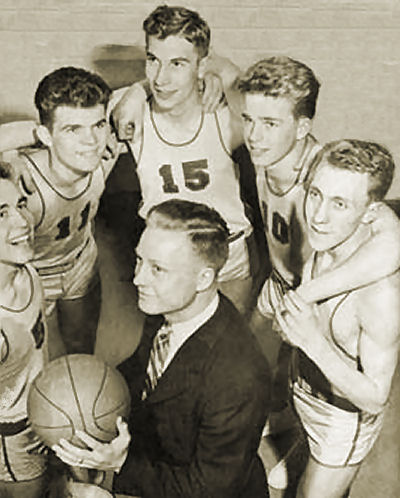 Coach Rex A. Olson & Part of 1949 BYH B'ball T