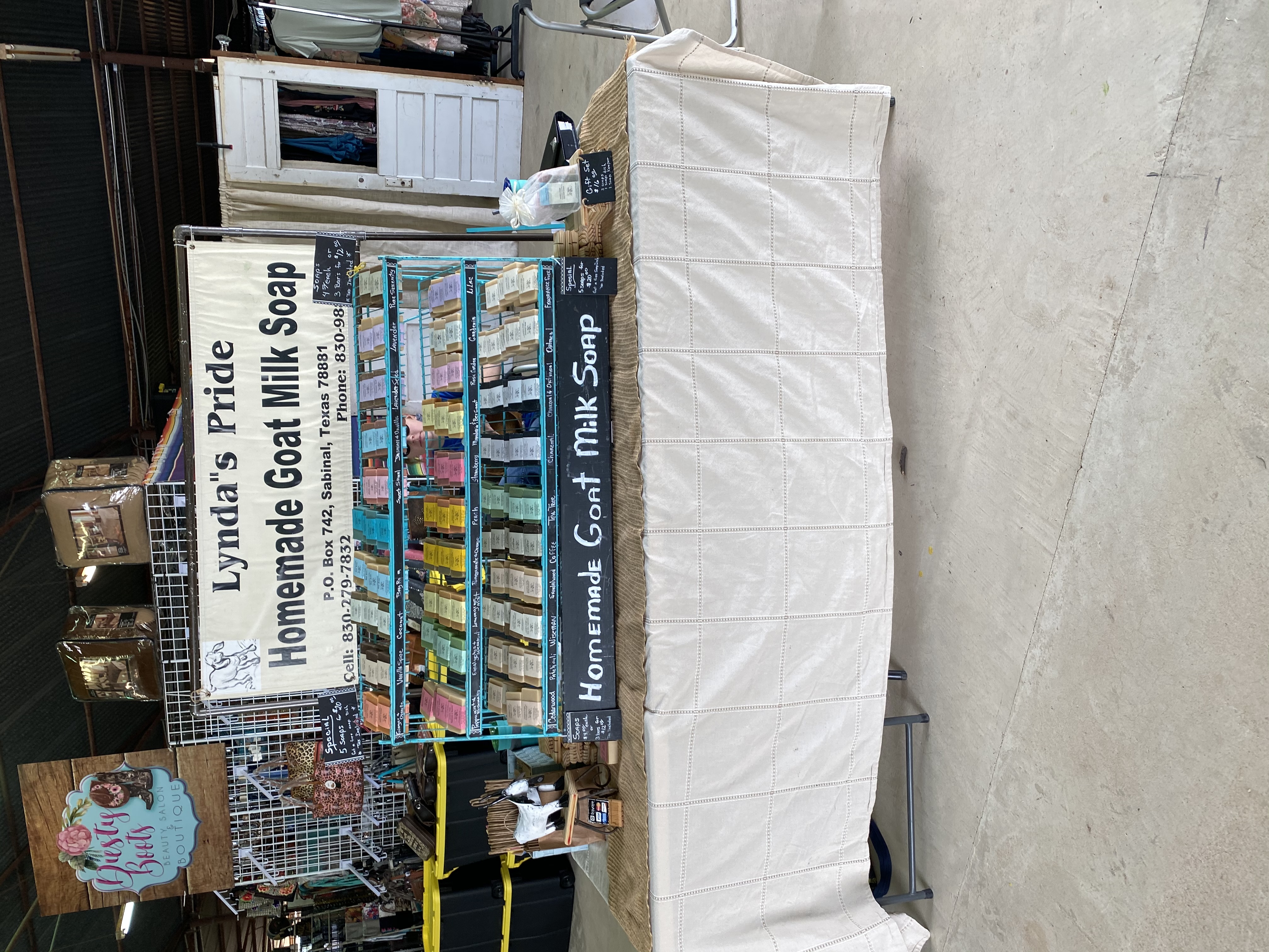 Table display with Lynda's soaps.