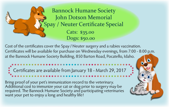 John Dotson Spay / Neuter Certificates