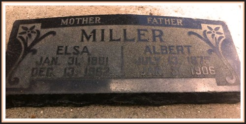 Grave Stone of Albert and Elsa Miller