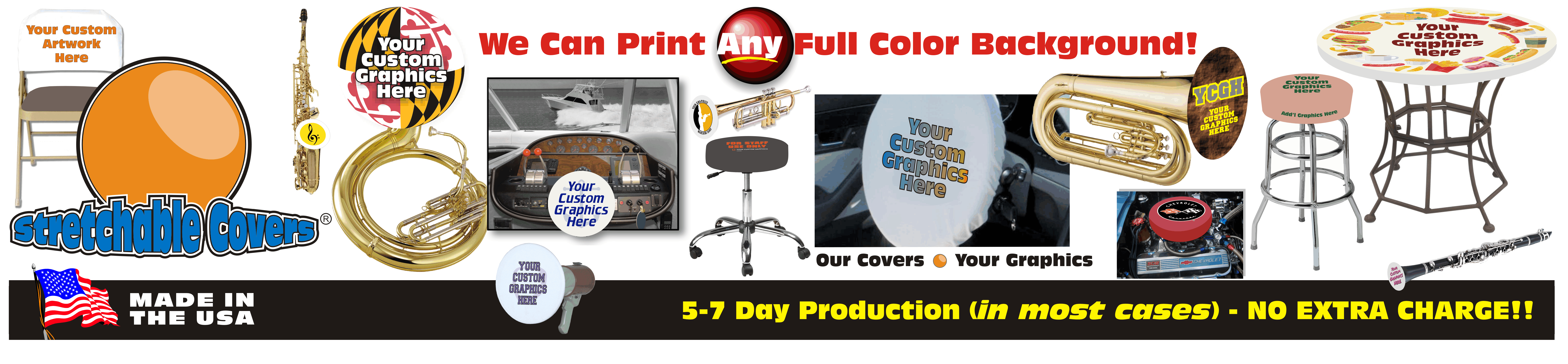 FULL COLOR Marching Band Stretchable Tuba Bell Covers from