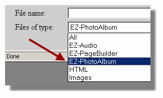 Select EZ-PhotoAlbum file types
