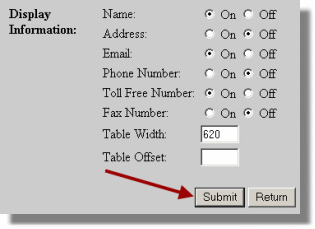 Displayed contact information