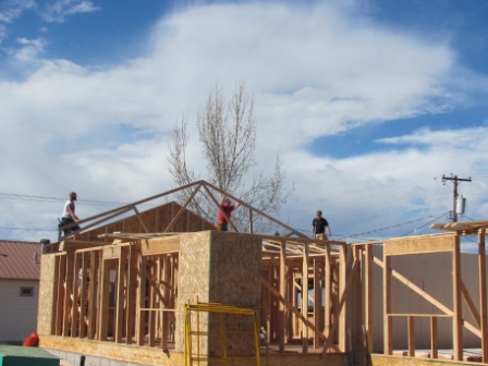 First truss is raised -