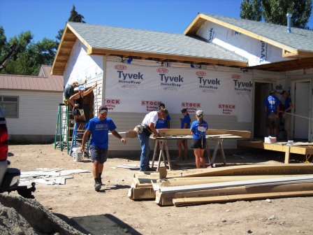 Beginning siding installation on the garage and