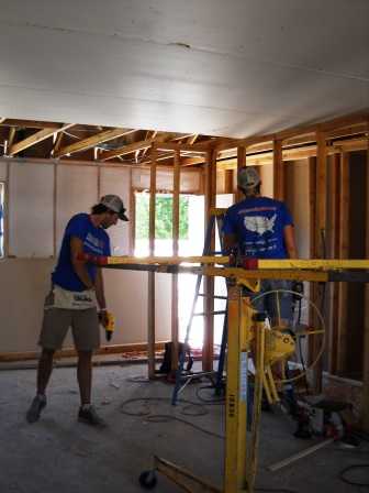 One unit had sheetrock already installed,