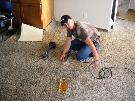 Working on the living room carpet of Build 24