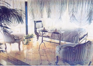 Cottage Style Living Room Window Treatment