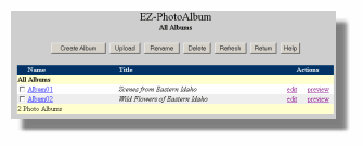 Sample of Album list page
